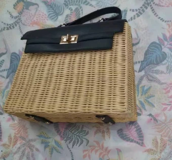 Square Rattan Women Women Bag